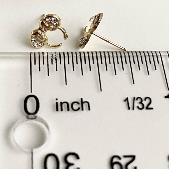 10k Solid Gold Minnie Mouse Earrings / Children’s Earrings /Gold Piercing Studs - Picture 4 of 14